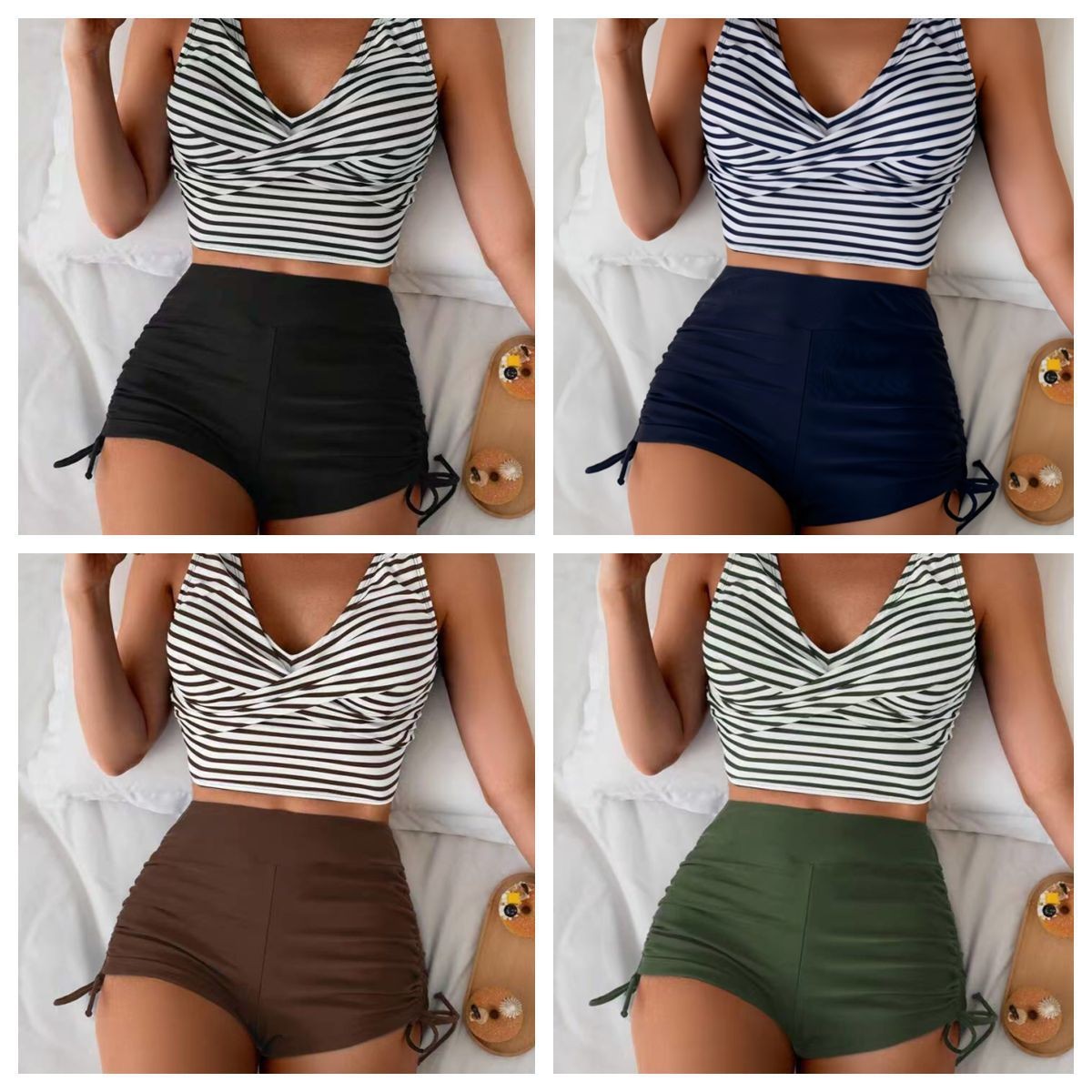 Women Swimwear Bikini Crop Top - Tops 评论和价格