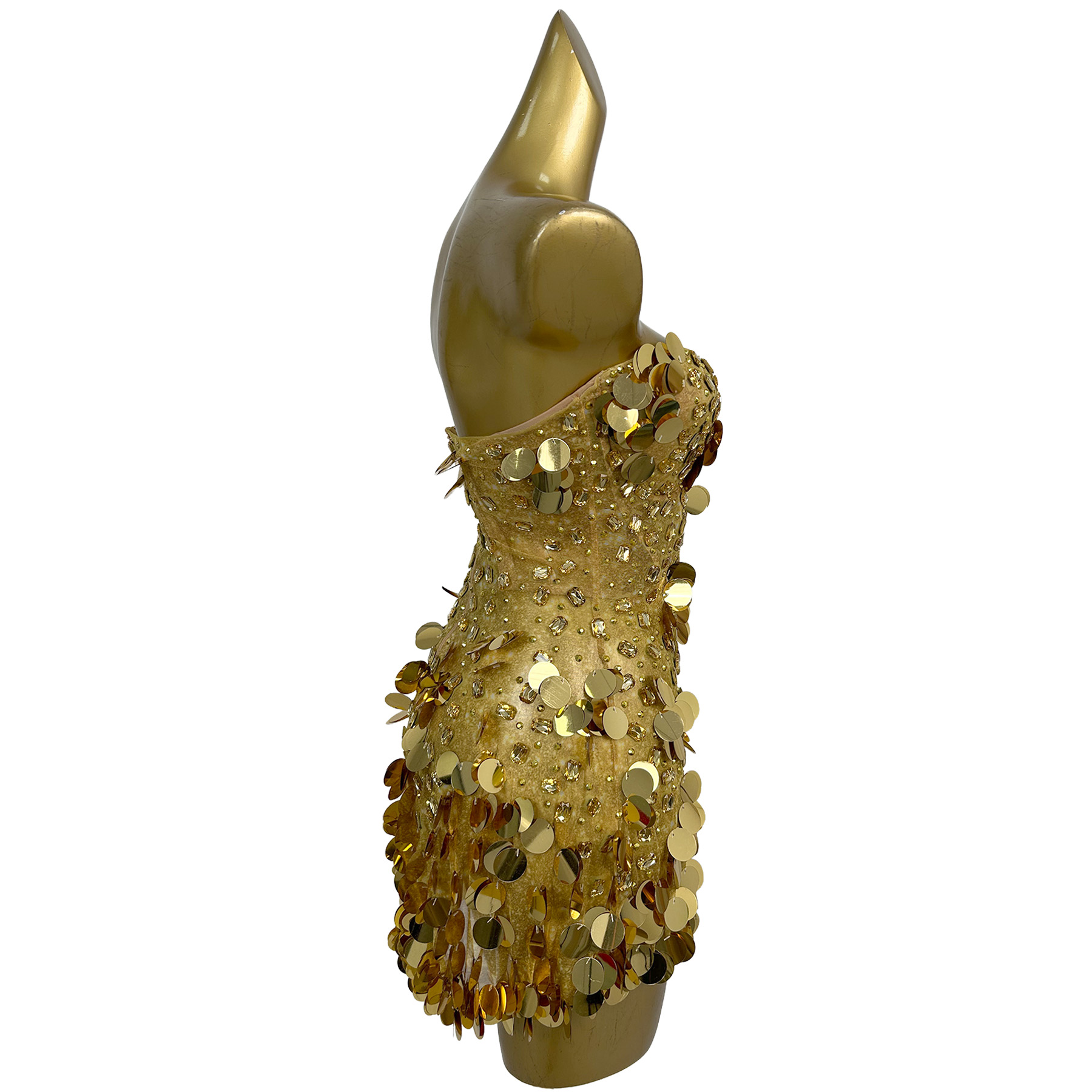 Sparkly Gold Crystals Straples - Sparkly Rhinestone Club Party Dress 评论和价格