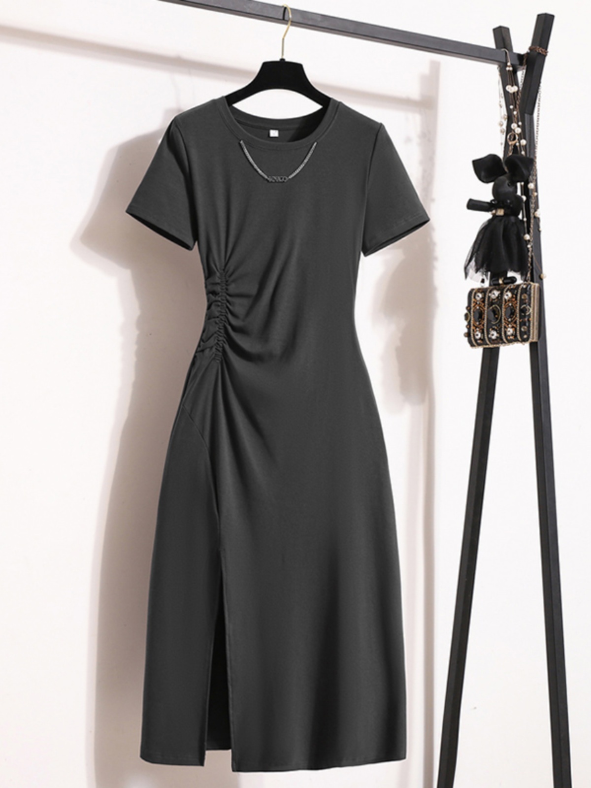 Casual Elegant Short Sleeve Dr - Korean Style A Line Shirt Dress 评论和价格