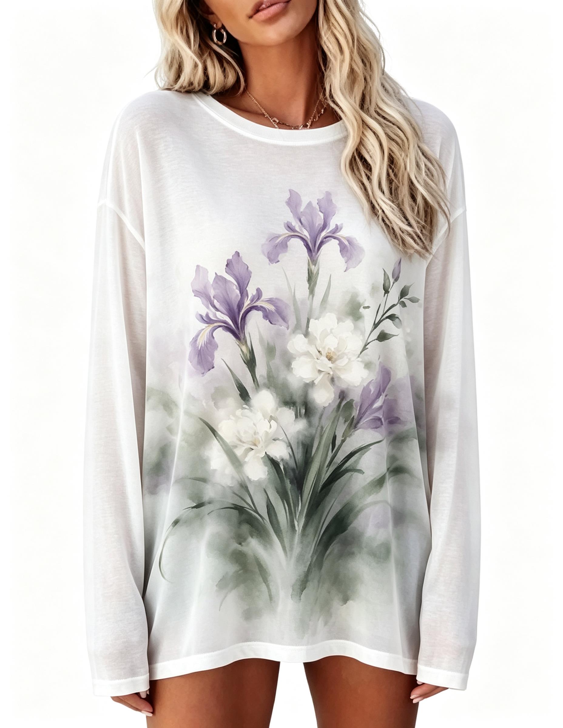 Women Long Sleeve T‑Shirt Vint - Blouses 评论和价格
