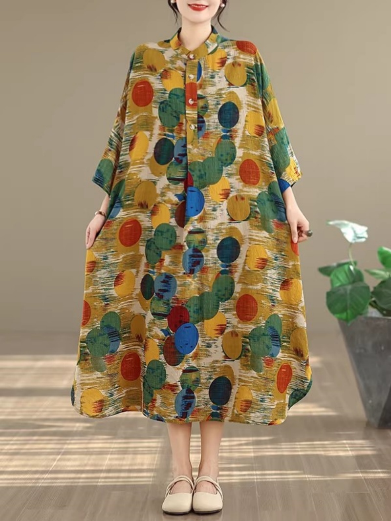 Vacation Dress: Bat Sleeve, St - Casual Loose Linen Shirt Dress 评论和价格