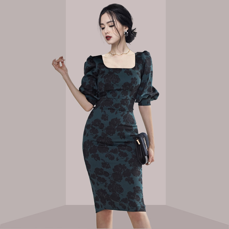 Elegant Ladylike Floral Print  - French Vintage Floral Midi Dress 评论和价格