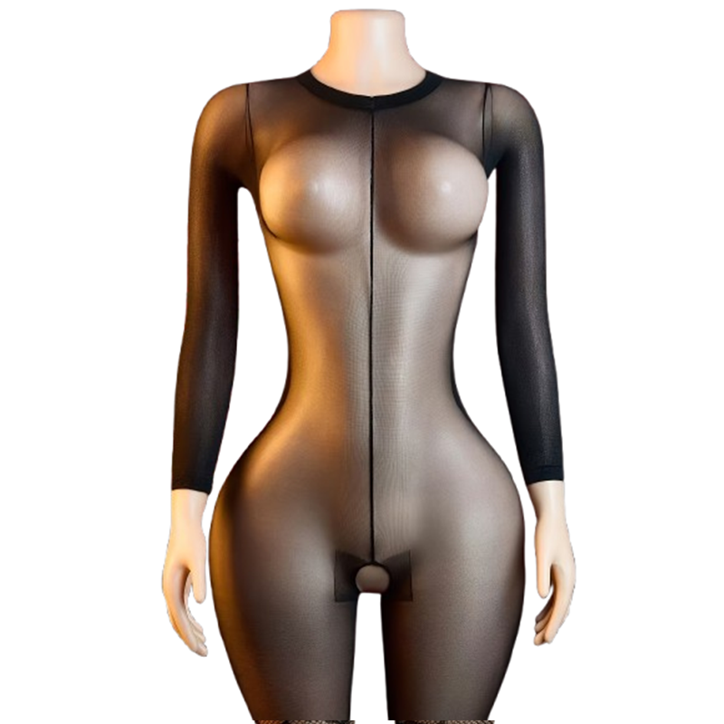 1 Piece Sheer Black Mesh Open- - Lingerie 评论和价格