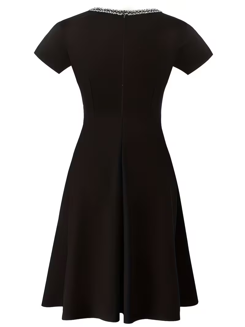 Women Elegant Summer Crew Neck - French Vintage Floral Midi Dress 评论和价格
