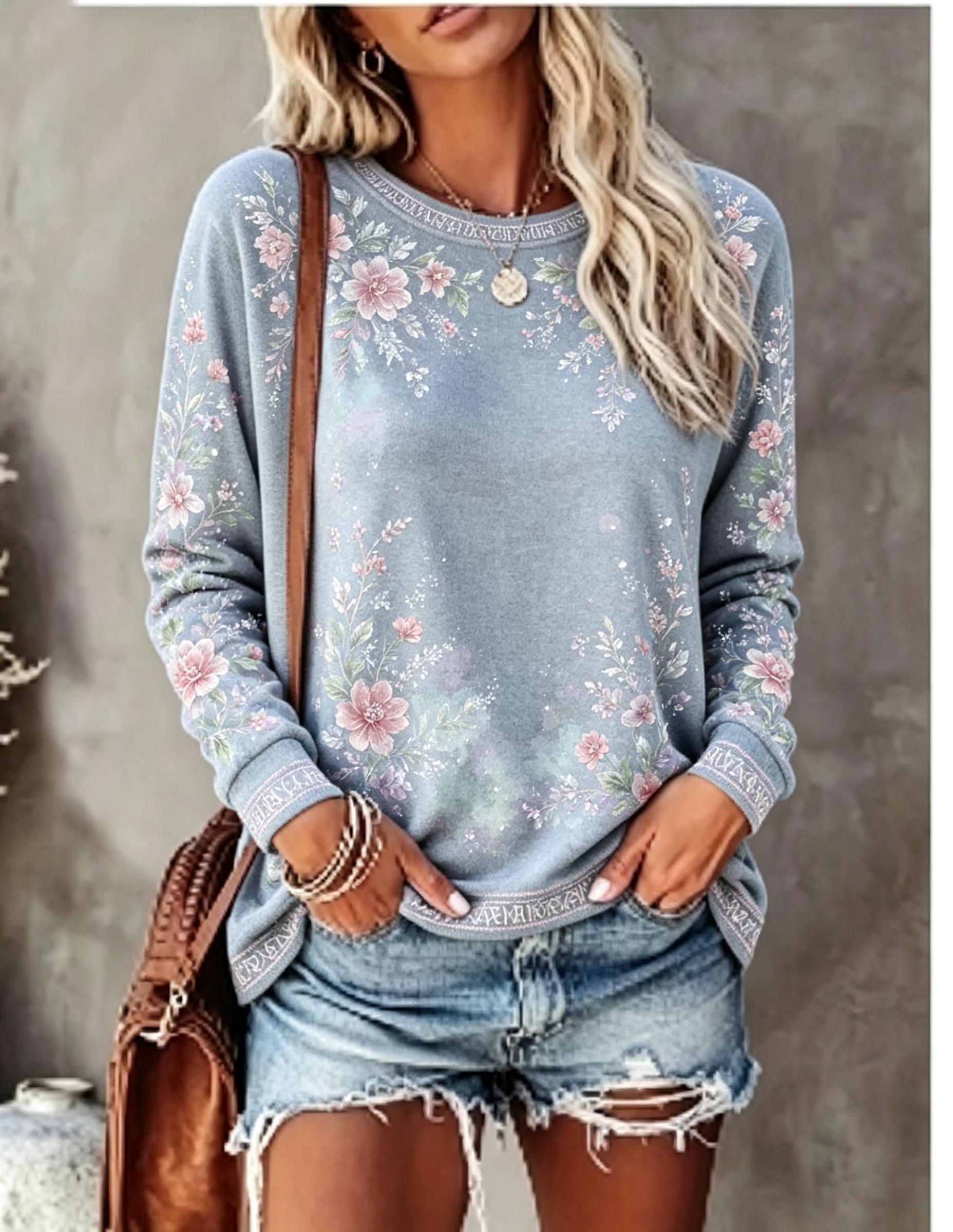 Women Crew Neck Long Sleeve T‑ - Blouses 评论和价格